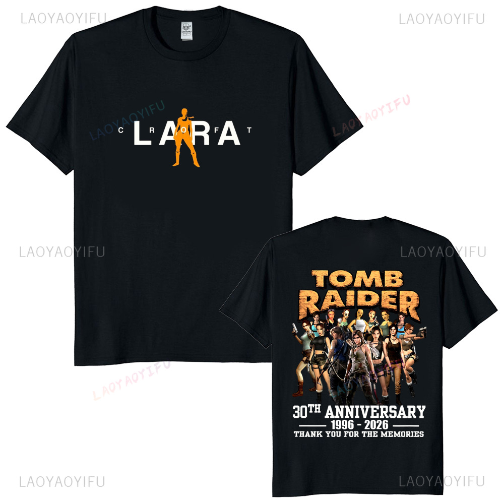 Retro Gaming T Shirt - Tomb Raider 30주년 기념 유니섹스 빈티지