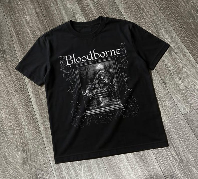 Retro Gaming T Shirt - Bloodborne Dark Souls 게임 티셔츠 오버