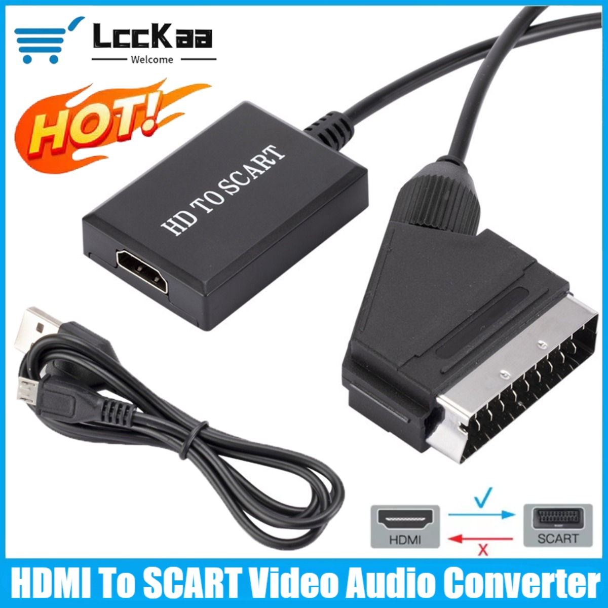 Scart To Hdmi - LccKaa 1080P HDMI-SCART 어댑터 비디오 오디오